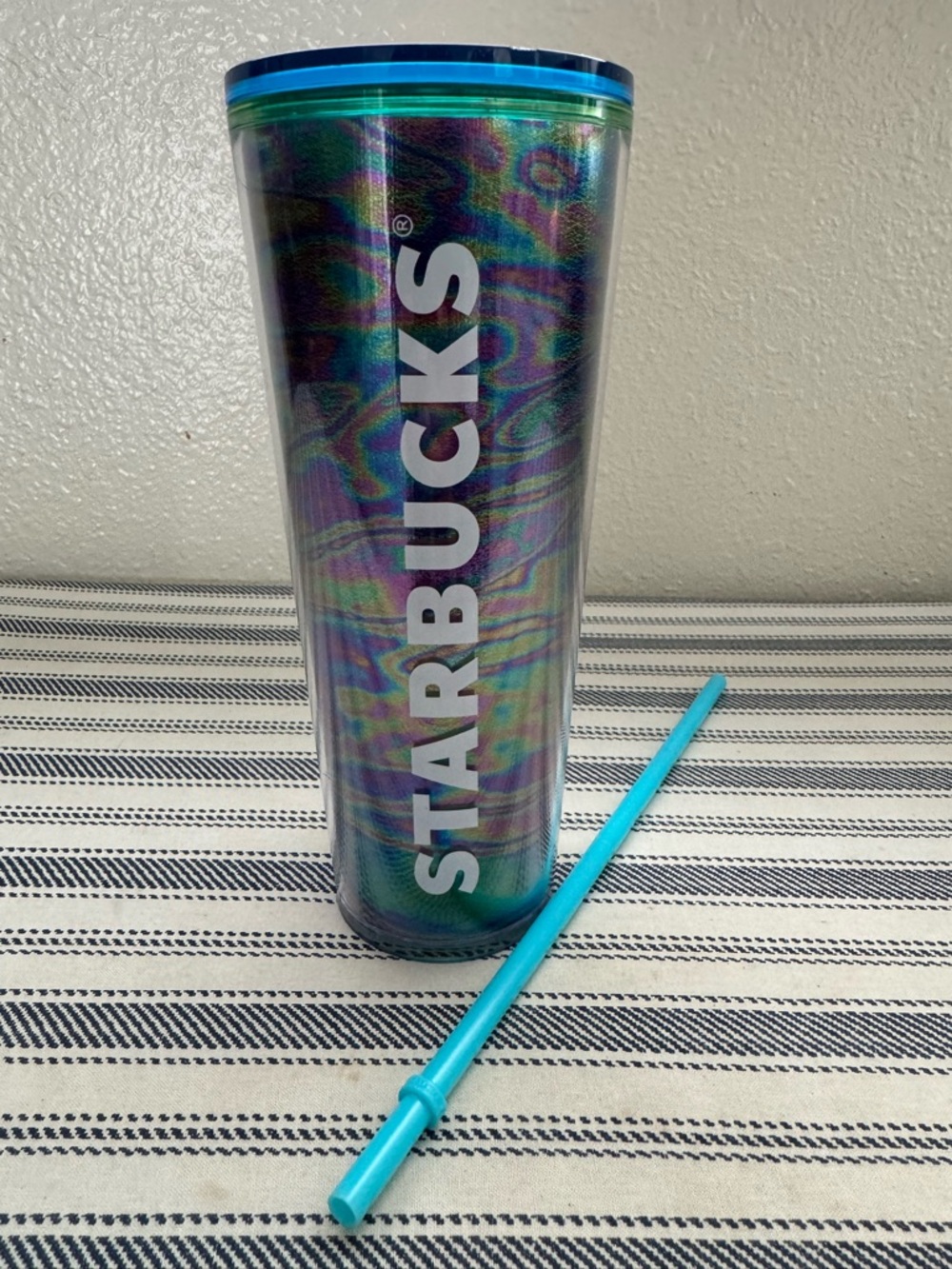 Starbucks Iridescent Tumbler - Teal Blue Accent